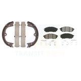 Front Rear Semi-Metallic Brake Pads Parking Shoe Kit For Nissan Murano FX35