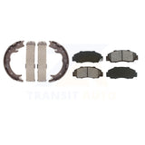 Front Rear Semi-Metallic Brake Pads Parking Shoe Kit For 1996-1998 Acura RL