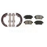 Front Rear Semi-Metallic Brake Pads & Parking Shoe Kit For Toyota Celica GT