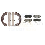 Front Rear Semi-Metallic Brake Pads & Parking Shoe Kit For INFINITI G37 G35