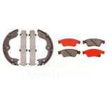 Front Rear Semi-Metallic Brake Pads & Parking Shoe Kit For INFINITI G37 G35