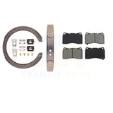 Front Rear Semi-Metallic Brake Pads & Parking Shoes Kit For Cadillac CTS G8