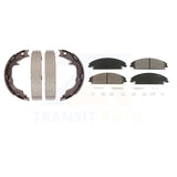 Front Rear Semi-Metallic Brake Pads Parking Shoe Kit For Chrysler 200 Dodge