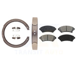 Front Rear Semi-Metallic Brake Pads & Parking Shoe Kit For Cadillac DeVille