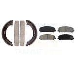 Front Rear Semi-Metallic Brake Pads Parking Shoe Kit For Nissan Titan TITAN