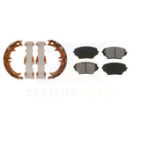 Front Rear Semi-Metallic Brake Pads Parking Shoes Kit For 04-05 Toyota RAV4