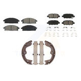 Front Rear Semi-Metallic Brake Pads Parking Shoes Kit For 2006-2007 Nissan Quest