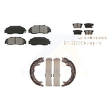 Front Rear Semi-Metallic Brake Pads And Parking Shoes Kit For 1996-1998 Acura RL