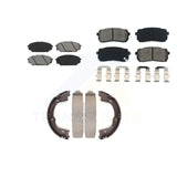 Front Rear Semi-Metallic Brake Pads Parking Shoes Kit For 07-12 Hyundai Veracruz