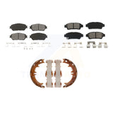 Front Rear Semi-Metallic Brake Pads Parking Shoe Kit For 2004-2010 Toyota Sienna