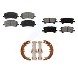 Front Rear Semi-Metallic Brake Pads And Parking Shoes Kit For Toyota Highlander