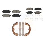 Front Rear Semi-Metallic Brake Pads Parking Shoes Kit For 2004-2005 Nissan Quest