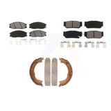 Front Rear Semi-Metallic Brake Pads & Parking Shoe Kit For 2003-2009 Kia Sorento