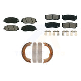 Front Rear Semi-Metallic Brake Pads Parking Shoes Kit For 07-09 Hyundai Santa Fe