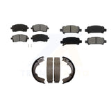 Front Rear Semi-Metallic Brake Pads Parking Shoe Kit For Subaru Forester Impreza