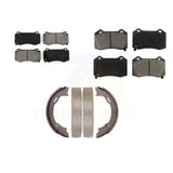 Front Rear Semi-Metallic Brake Pads Parking Shoes Kit For Dodge Charger Chrysler