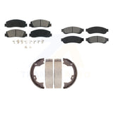 Front Rear Semi-Metallic Brake Pads & Parking Shoe Kit For Ford F-350 Super Duty