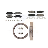 Front Rear Semi-Metallic Brake Pads Parking Shoe Kit For Chevrolet Silverado GMC