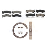 Front Rear Semi-Metallic Brake Pads Parking Shoes Kit For Chevrolet Silverado HD