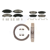 Front Rear Semi-Metallic Brake Pads Parking Shoes Kit For Chevrolet Tahoe GMC XL