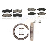 Front Rear Semi-Metallic Brake Pads Parking Shoe Kit For Chevrolet Silverado GMC