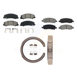 Front Rear Semi-Metallic Brake Pads And Parking Shoes Kit For Cadillac DTS