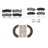 Front Rear Semi-Metallic Brake Pads Parking Shoe Kit For Chevrolet Silverado GMC