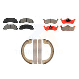 Front Rear Semi-Metallic Brake Pads Parking Shoe Kit For Ford Expedition Lincoln