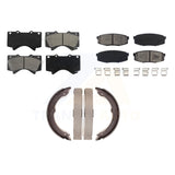 Front Rear Semi-Metallic Brake Pads & Parking Shoe Kit For Toyota Tundra Sequoia