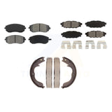 Front Rear Semi-Metallic Brake Pads Parking Shoe Kit For Subaru Outback Forester