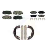 Front Rear Semi-Metallic Brake Pads & Parking Shoes Kit For Hyundai Genesis 3.8L