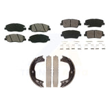 Front Rear Semi-Metallic Brake Pads & Parking Shoes Kit For Hyundai Genesis 3.8L