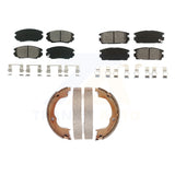 Front Rear Semi-Metallic Brake Pads & Parking Shoe Kit For Chevrolet Equinox GMC