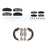 Front Rear Semi-Metallic Brake Pads Parking Shoes Kit For 20-21 Toyota Camry TRD