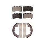 Front Rear Ceramic Brake Pads And Drum Shoes Kit For 2004 Subaru Impreza WRX STI