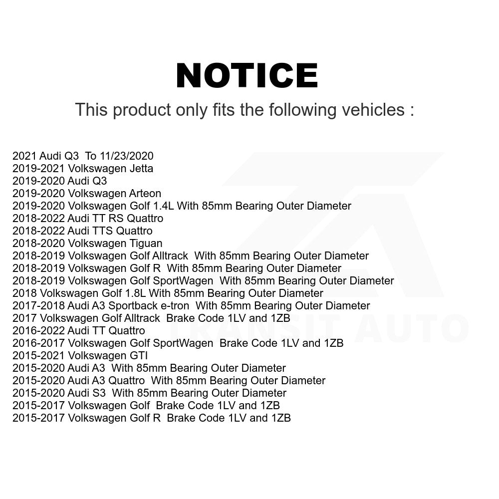 Wheel Bearing Hub Assembly 70-513379 For Volkswagen Tiguan Jetta Audi GTI A3 R