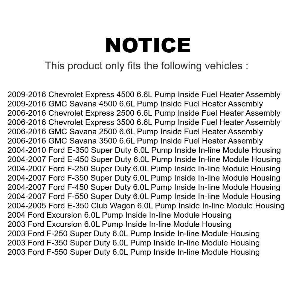 Electric Fuel Pump AGY-00210035 For Ford F-250 Super Duty Chevrolet F-350 3500