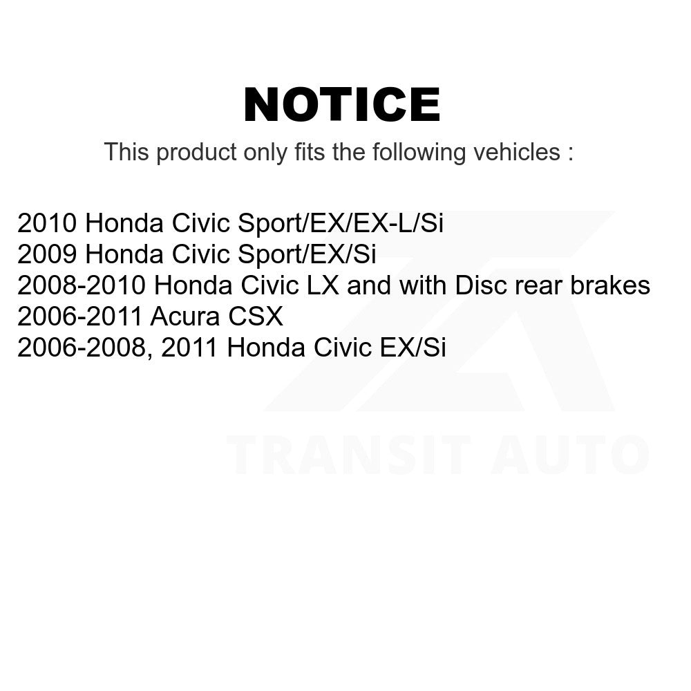 Rear Wheel Bearing And Hub Assembly Pair For Honda Civic Acura CSX