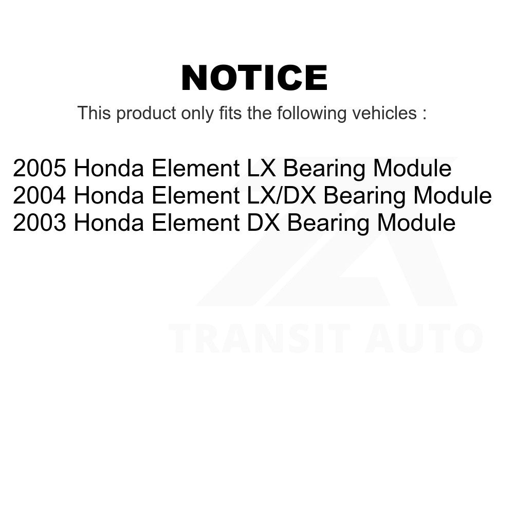 Rear Wheel Bearing Assembly Pair For Honda Element Module