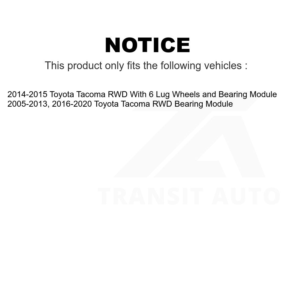 Front Rear Wheel Bearing And Assembly Kit For Toyota Tacoma RWD