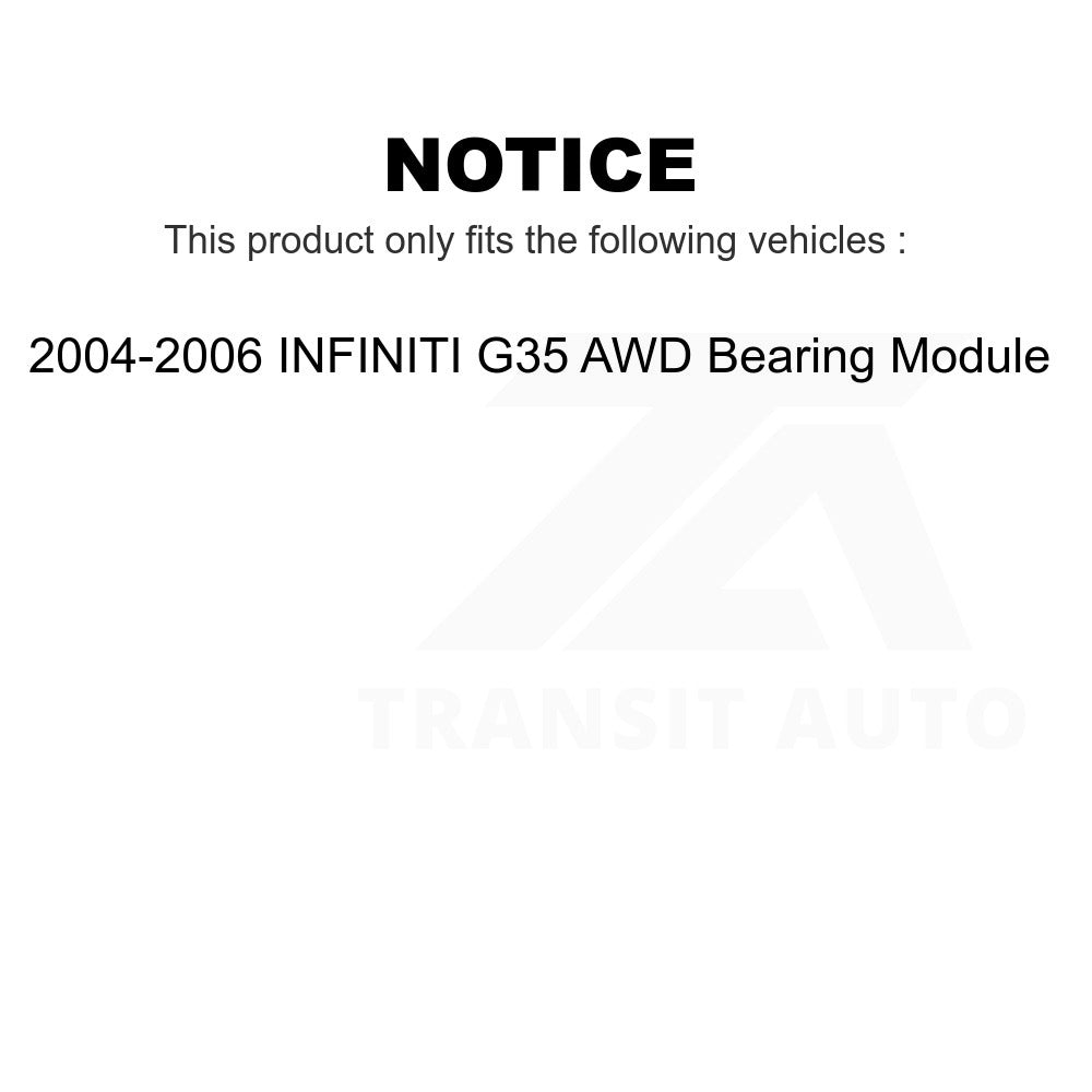 Front Rear Wheel Bearing Assembly Kit For 04-06 INFINITI G35 AWD Module