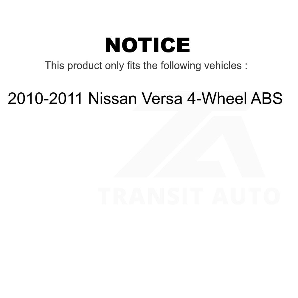 Front Rear Wheel Bearing Hub Assembly Kit For 2010-2011 Nissan Versa 4-Wheel ABS