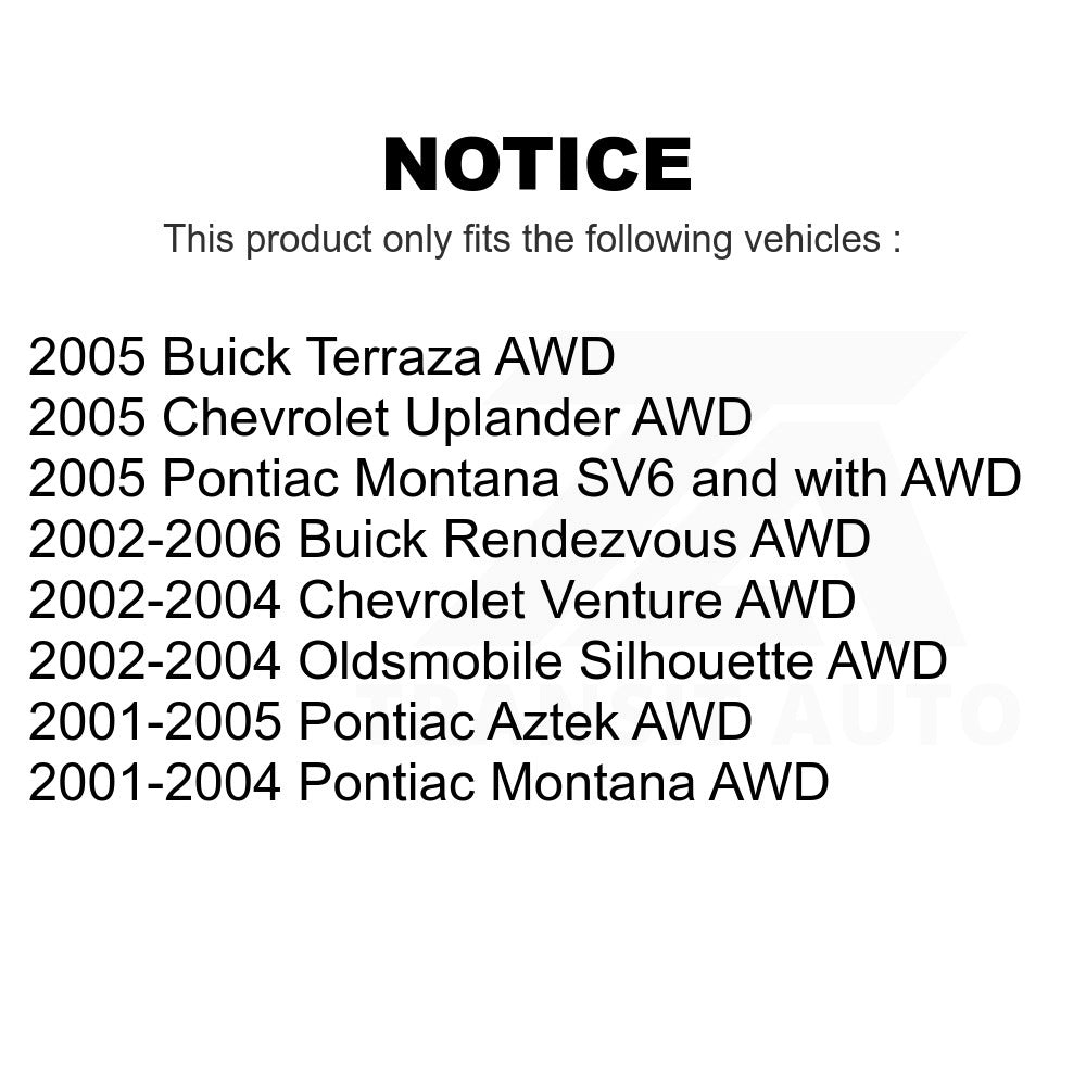 Front Rear Wheel Bearing Hub Assembly Kit For Buick Rendezvous Chevrolet Pontiac