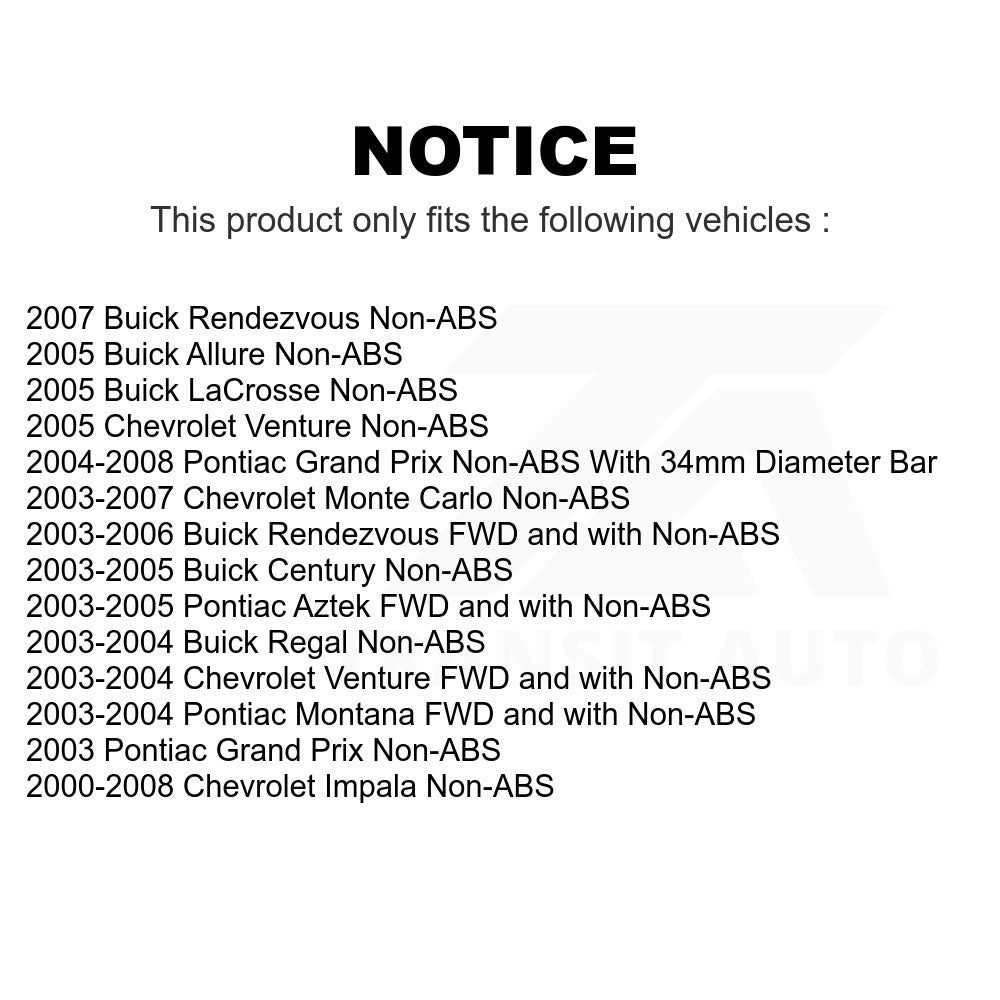 Front Hub Bearing Assembly And Link Kit For Chevrolet Impala Pontiac Buick Grand