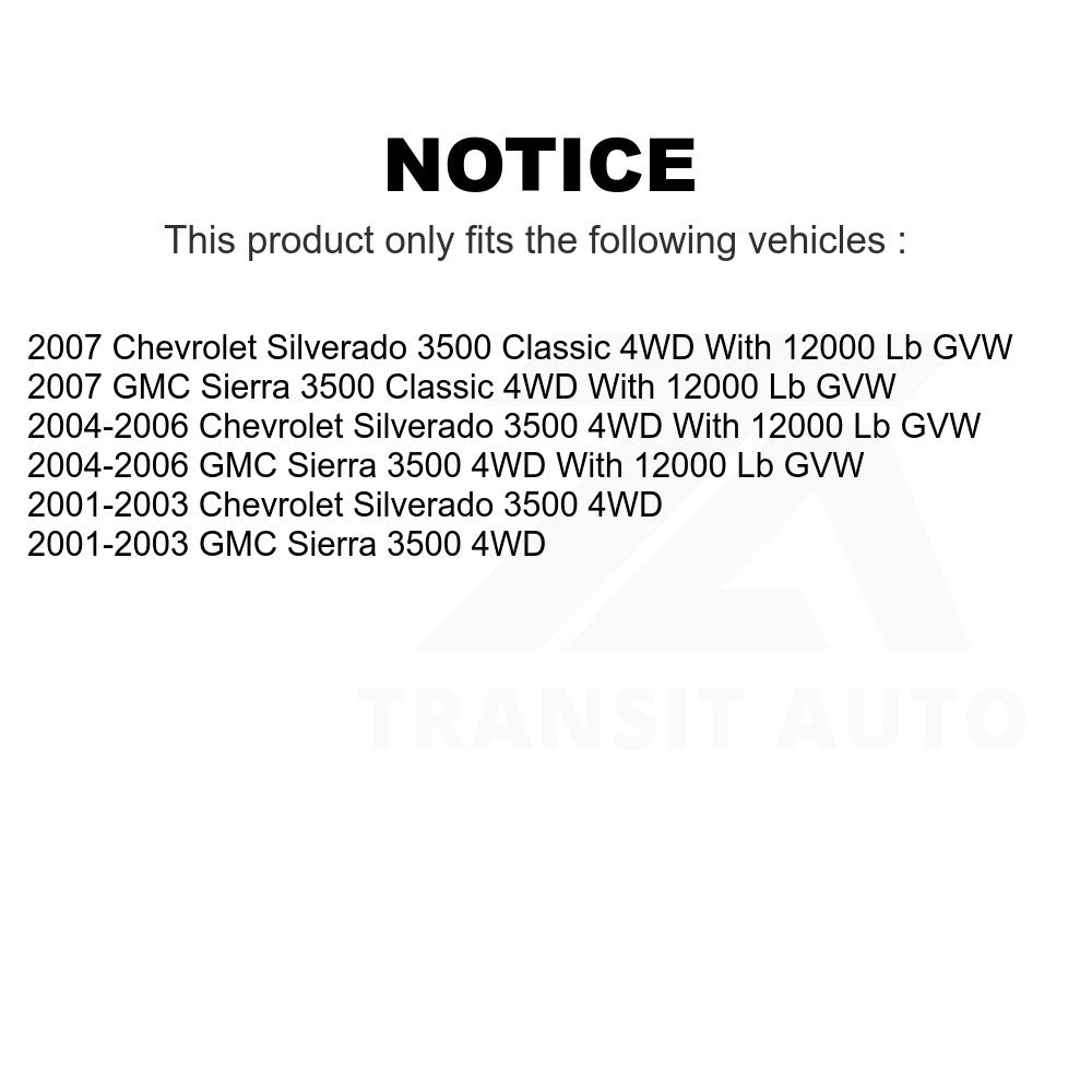 Front Hub Bearing Assembly Link Kit For Chevrolet Silverado 3500 GMC Sierra 4WD