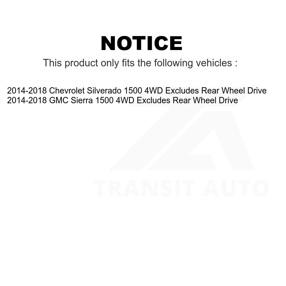 Paire de jambes de force et de ressorts avant pour Chevrolet Silverado 2014 GMC Sierra 4WD 1500 – 2018 