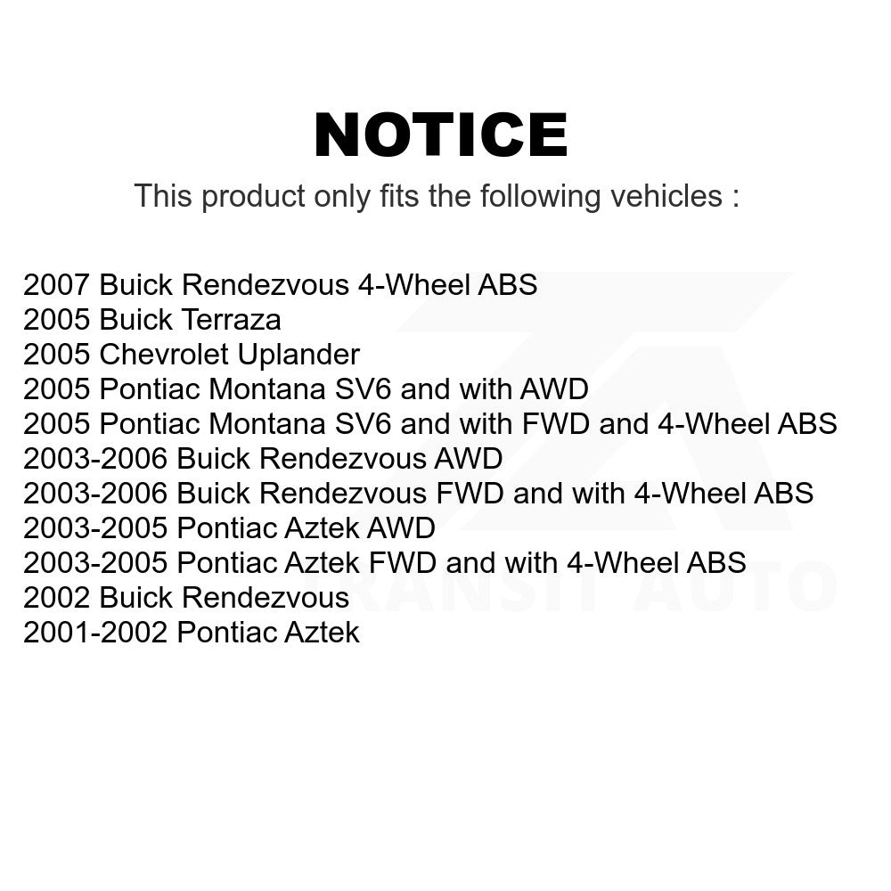 Front Wheel Bearing Tie Rod End Kit For Buick Rendezvous Pontiac Aztek Chevrolet