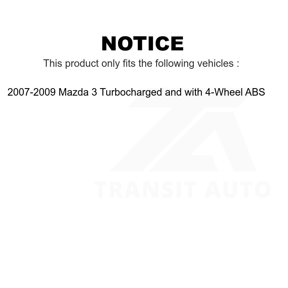 Front Wheel Bearing Link Kit For 2007-2009 Mazda 3 Turbocharged with 4-Wheel ABS