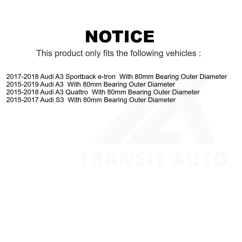 Front Wheel Bearing And Tie Rod End Kit For Audi A3 Quattro S3 Sportback e-tron