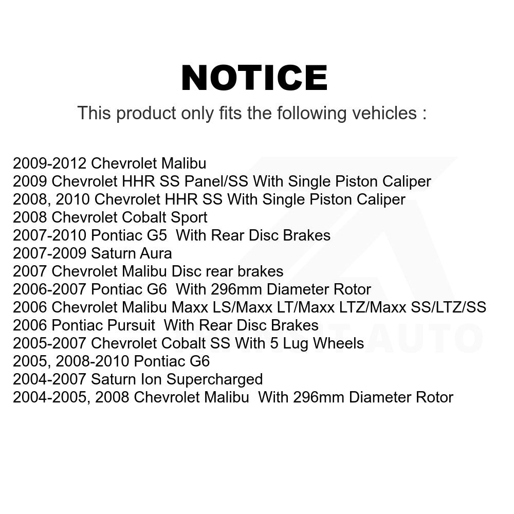 Front Brake Rotors Pair For Chevrolet Malibu Pontiac G6 Cobalt Saturn Ion HHR G5
